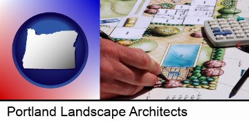 a landscape architect's backyard design drawing in Portland, OR
