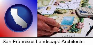 a landscape architect's backyard design drawing in San Francisco, CA